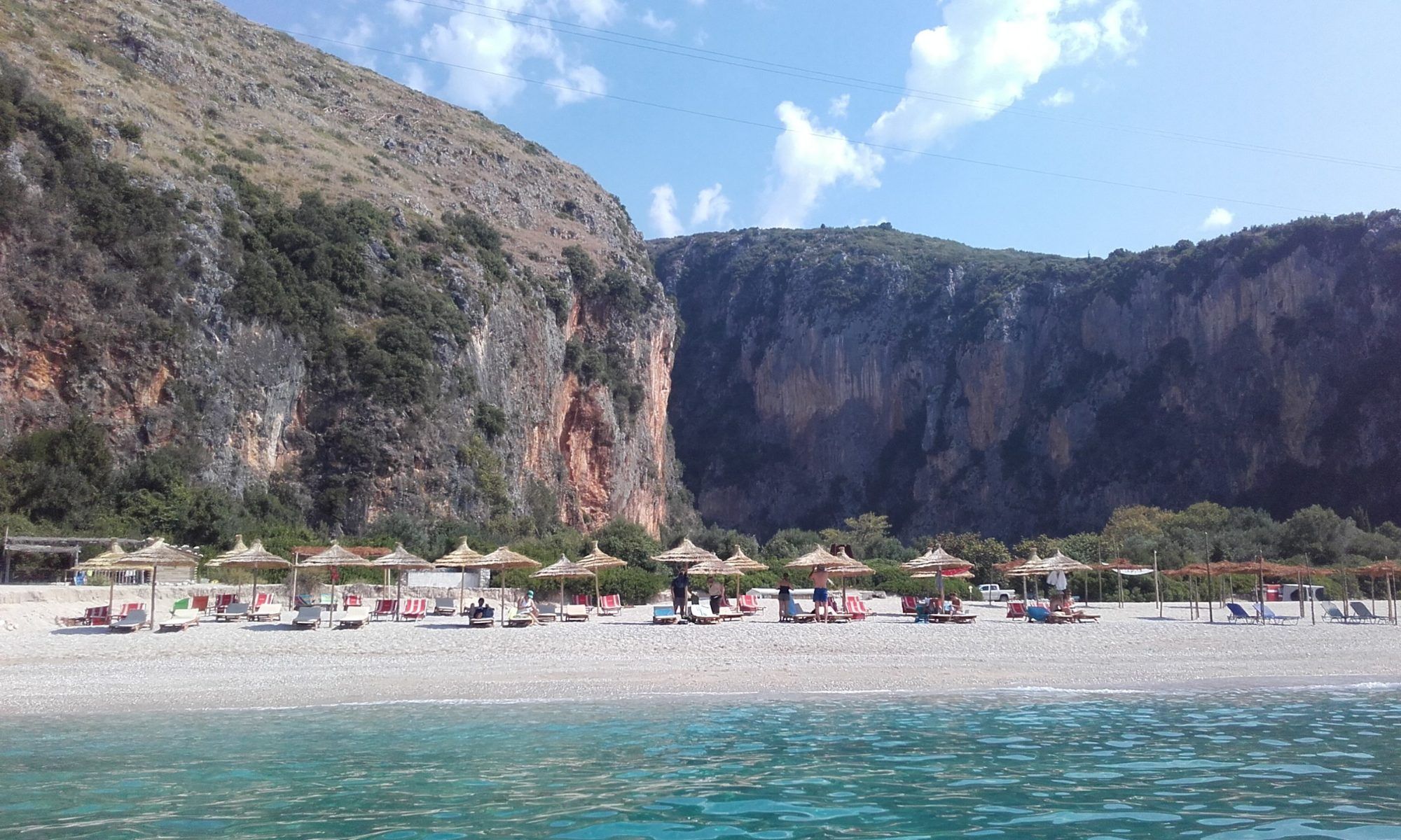 Gjipe beach at the mouth of the canyon
